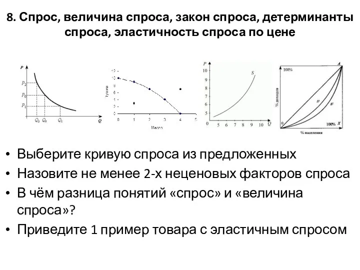 8. Спрос, величина спроса, закон спроса, детерминанты спроса, эластичность спроса по