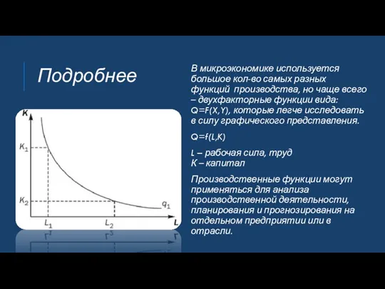 В микроэкономике используется большое кол-во самых разных функций производства, но чаще