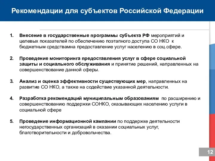 Рекомендации для субъектов Российской Федерации Внесение в государственные программы субъекта РФ