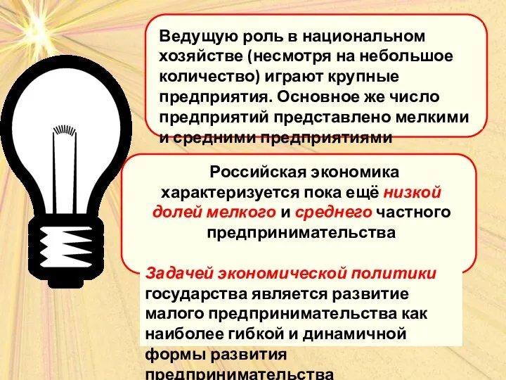 Ведущую роль в национальном хозяйстве (несмотря на небольшое количество) играют крупные