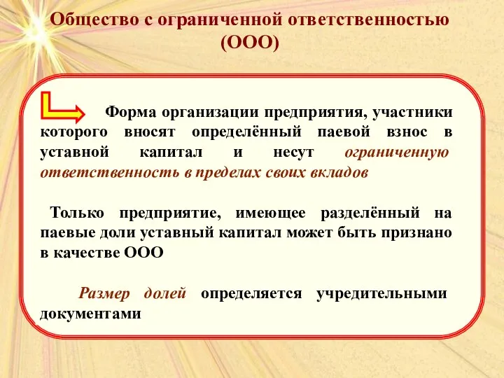 Общество с ограниченной ответственностью (ООО) Общество с ограниченной ответственностью (ООО)