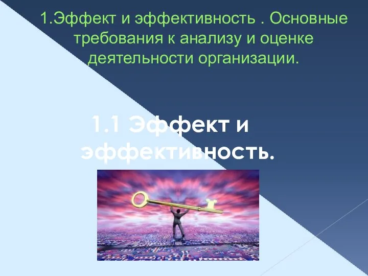 1.Эффект и эффективность . Основные требования к анализу и оценке деятельности организации. 1.1 Эффект и эффективность.