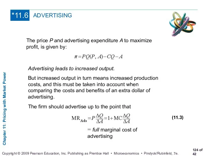 The price P and advertising expenditure A to maximize profit, is