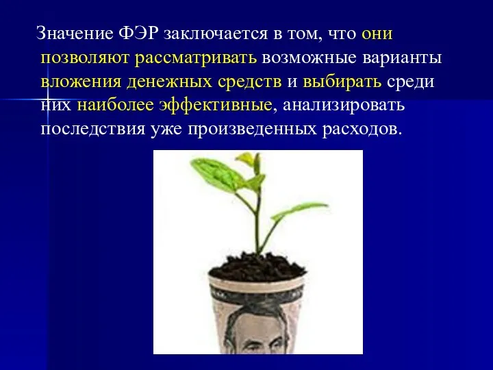 Значение ФЭР заключается в том, что они позволяют рассматривать возможные варианты