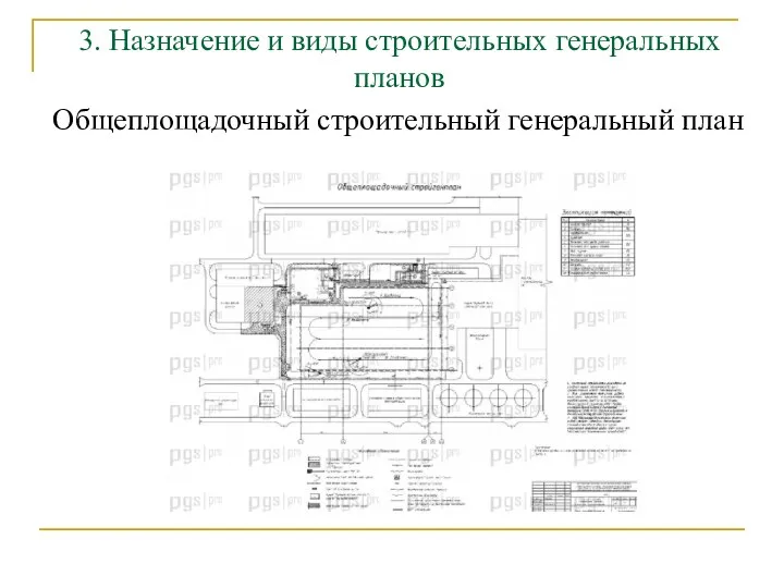 3. Назначение и виды строительных генеральных планов Общеплощадочный строительный генеральный план