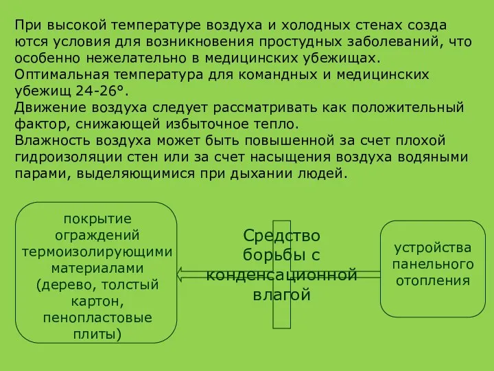 При высокой температуре воздуха и холодных стенах созда­ются условия для возникновения