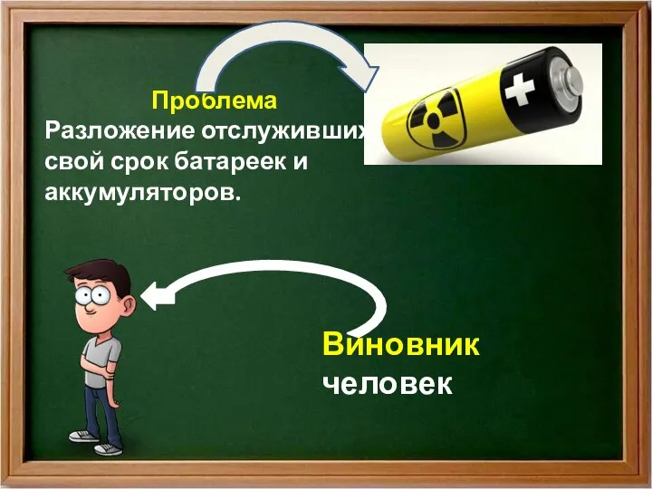 Проблема Разложение отслуживших свой срок батареек и аккумуляторов. Виновник человек