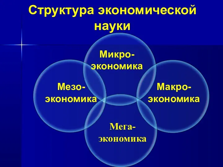 Структура экономической науки Микро- экономика Макро- экономика Мезо- экономика Мега- экономика