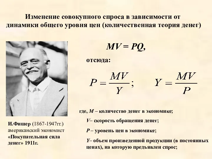 Изменение совокупного спроса в зависимости от динамики общего уровня цен (количественная