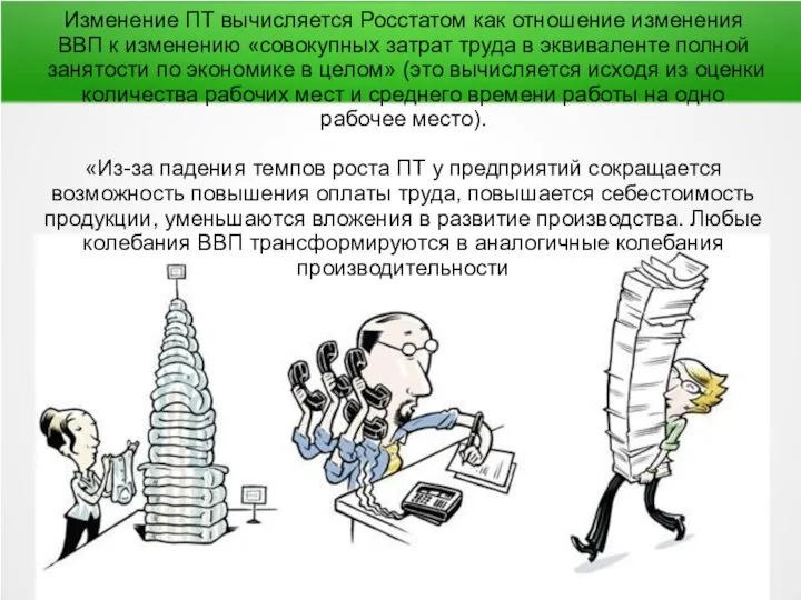 Изменение ПТ вычисляется Росстатом как отношение изменения ВВП к изменению «совокупных