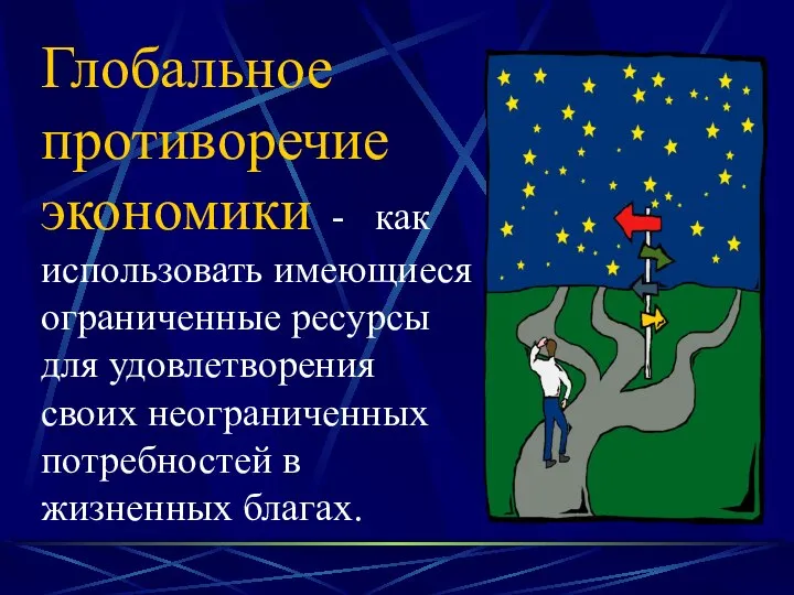 Глобальное противоречие экономики - как использовать имеющиеся ограниченные ресурсы для удовлетворения