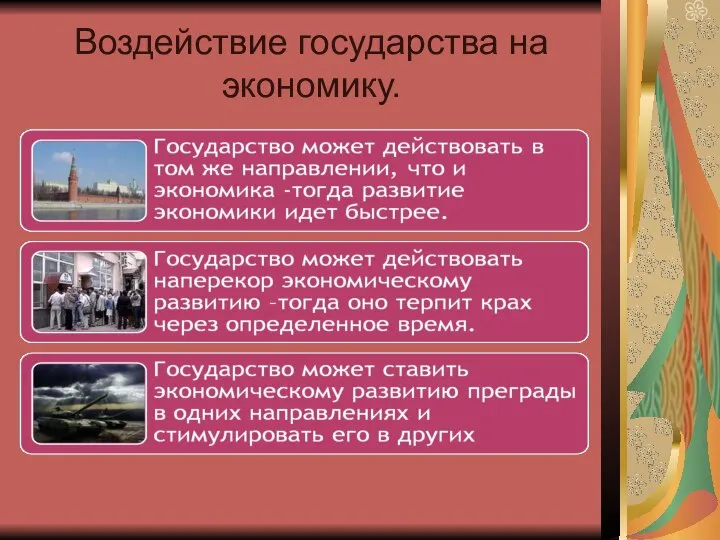 Воздействие государства на экономику.