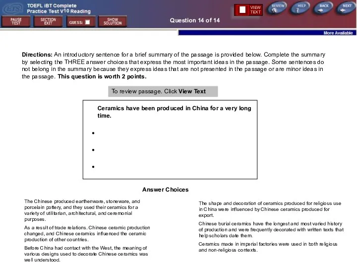 Question 14 of 14 Directions: An introductory sentence for a brief