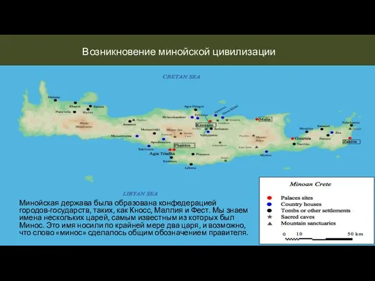 Возникновение минойской цивилизации Минойская держава была образована конфедерацией городов-государств, таких, как