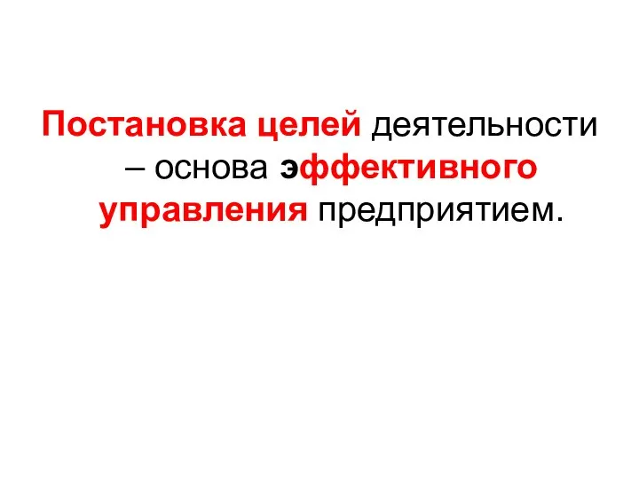 Постановка целей деятельности – основа эффективного управления предприятием.