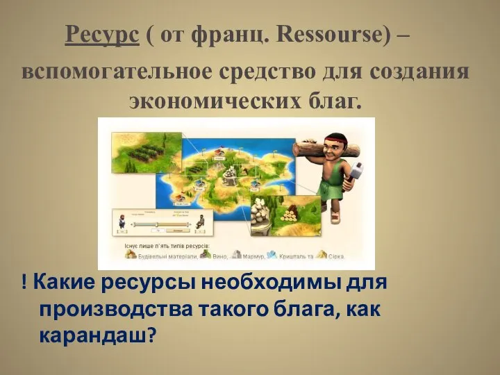 Ресурс ( от франц. Ressourse) – ! Какие ресурсы необходимы для