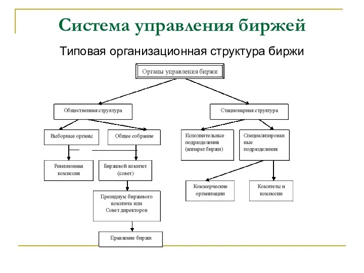 Система управления биржей Типовая организационная структура биржи