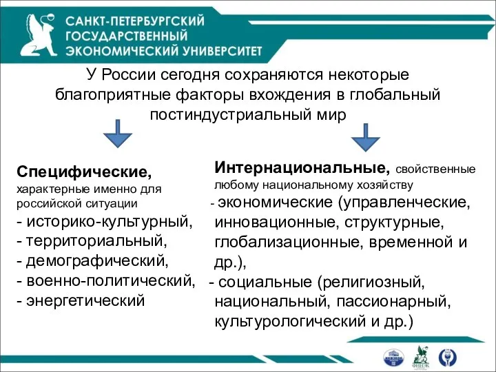 У России сегодня сохраняются некоторые благоприятные факторы вхождения в глобальный постиндустриальный