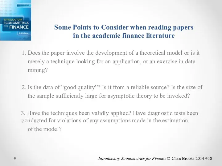 Some Points to Consider when reading papers in the academic finance