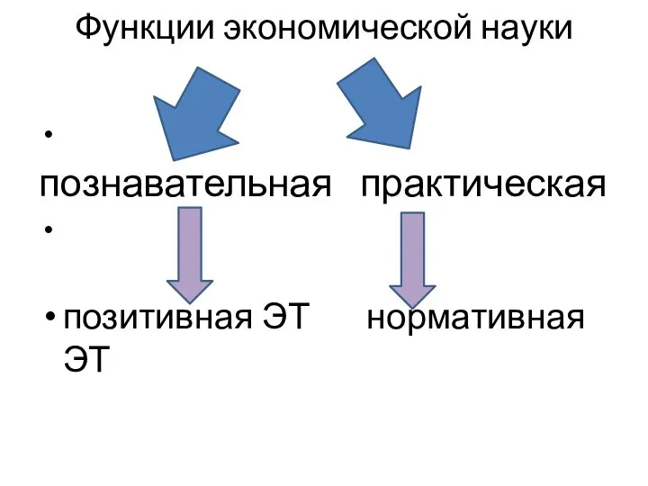 Функции экономической науки познавательная практическая позитивная ЭТ нормативная ЭТ