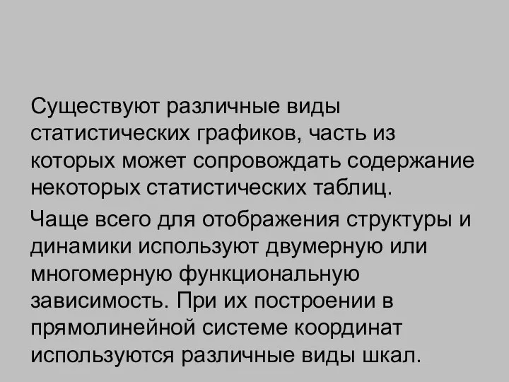 Существуют различные виды статистических графиков, часть из которых может сопровождать содержание