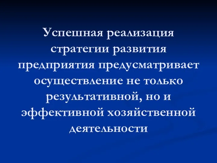 Успешная реализация стратегии развития предприятия предусматривает осуществление не только результативной, но и эффективной хозяйственной деятельности