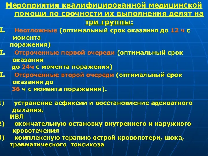 Мероприятия квалифицированной медицинской помощи по срочности их выполнения делят на три