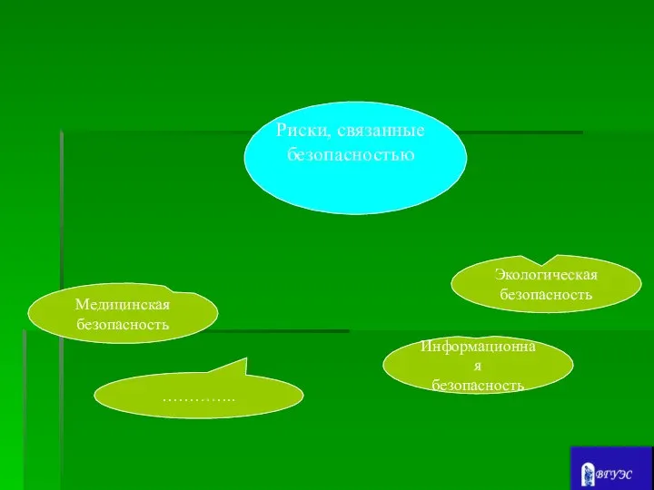 Информационная безопасность Экологическая безопасность Медицинская безопасность …………..