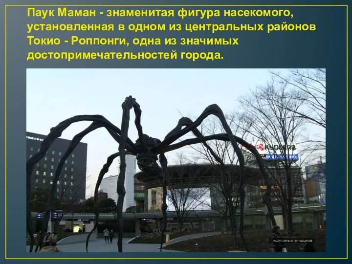 Паук Маман - знаменитая фигура насекомого, установленная в одном из центральных