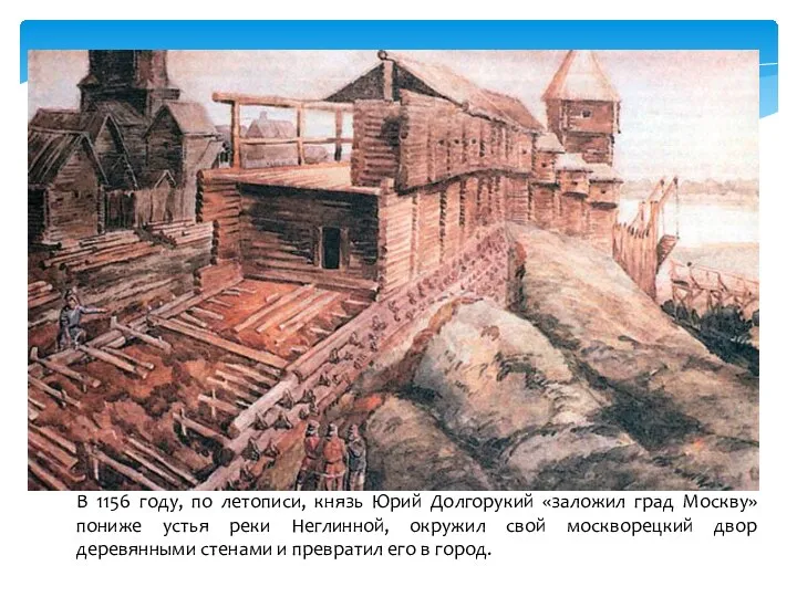 В 1156 году, по летописи, князь Юрий Долгорукий «заложил град Москву»