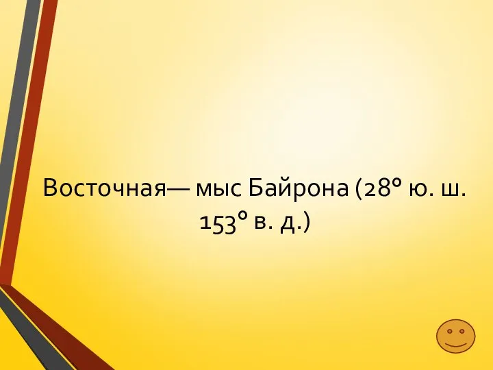 Восточная— мыс Байрона (28° ю. ш. 153° в. д.)