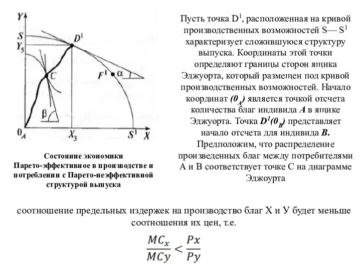 Состояние экономики Парето-эффективное в производстве и потреблении с Парето-неэффективной структурой выпуска