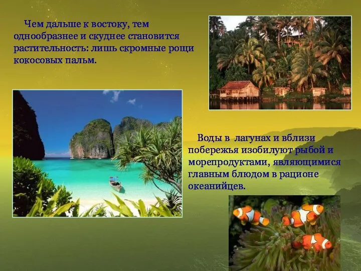 Чем дальше к востоку, тем однообразнее и скуднее становится растительность: лишь