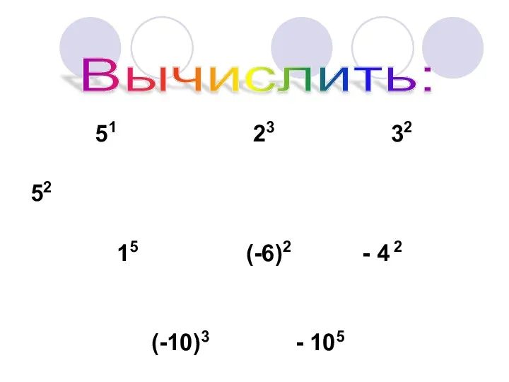 51 23 32 52 15 (-6)2 - 4 2 (-10)3 - 105 Вычислить: