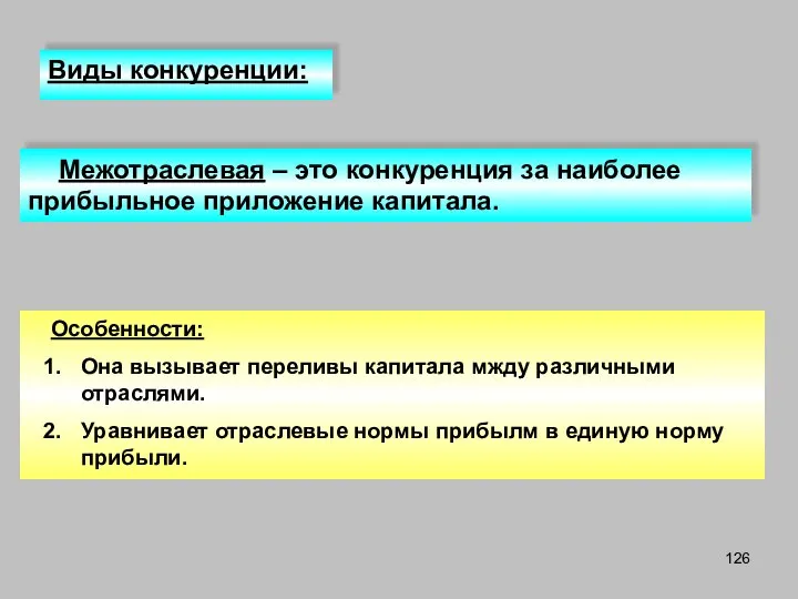 Особенности: Она вызывает переливы капитала мжду различными отраслями. Уравнивает отраслевые нормы