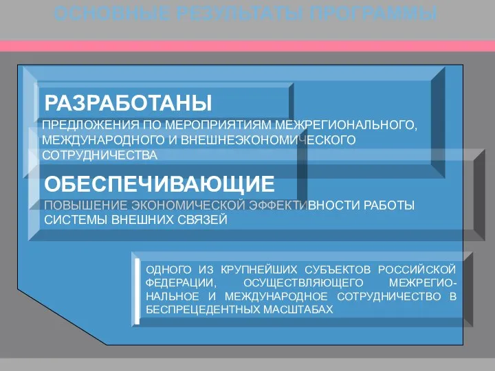 ОСНОВНЫЕ РЕЗУЛЬТАТЫ ПРОГРАММЫ