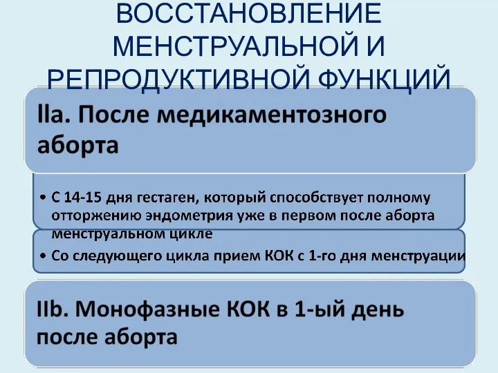 ВОССТАНОВЛЕНИЕ МЕНСТРУАЛЬНОЙ И РЕПРОДУКТИВНОЙ ФУНКЦИЙ