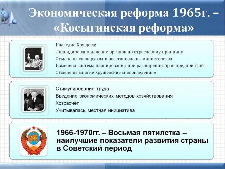 Экономическая реформа 1965г. – «Косыгинская реформа»