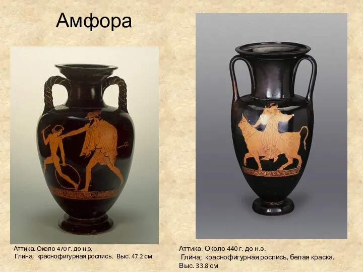 Амфора Аттика. Около 470 г. до н.э. Глина; краснофигурная роспись. Выс.