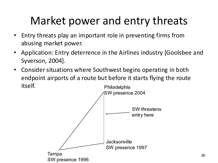 Entry threats play an important role in preventing firms from abusing