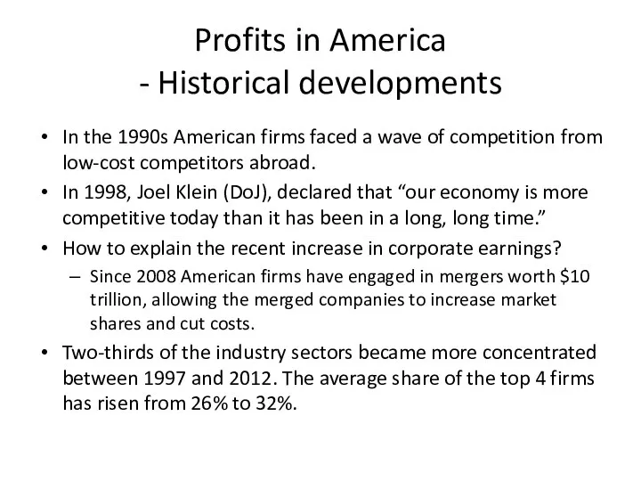 Profits in America - Historical developments In the 1990s American firms