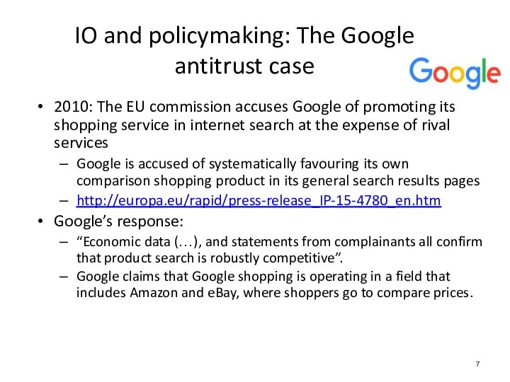 2010: The EU commission accuses Google of promoting its shopping service