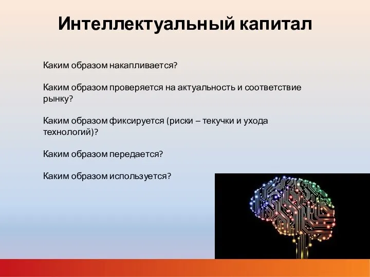 Интеллектуальный капитал Каким образом накапливается? Каким образом проверяется на актуальность и