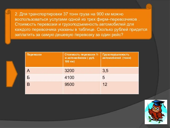 2. Для транспортировки 37 тонн груза на 900 км можно воспользоваться