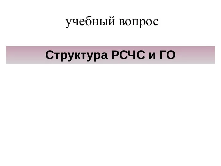 учебный вопрос Структура РСЧС и ГО