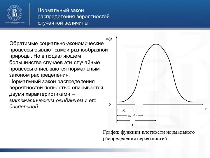 Нормальный закон распределения вероятностей случайной величины Обратимые социально-экономические процессы бывают самой