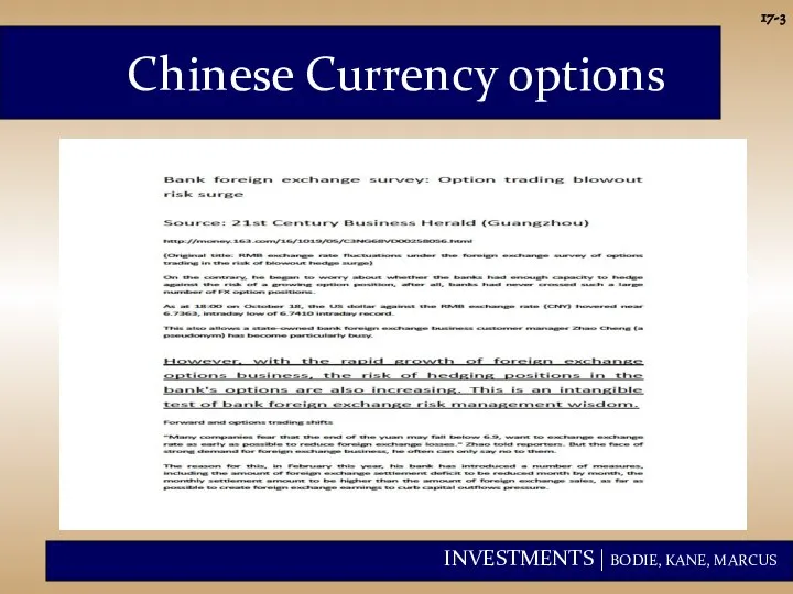 Chinese Currency options 17-