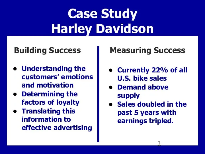 Case Study Harley Davidson Building Success Understanding the customers’ emotions and