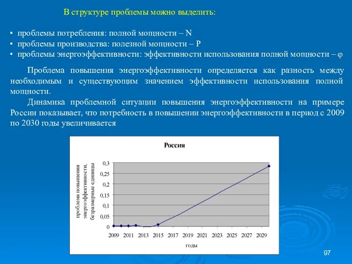 В структуре проблемы можно выделить: проблемы потребления: полной мощности – N