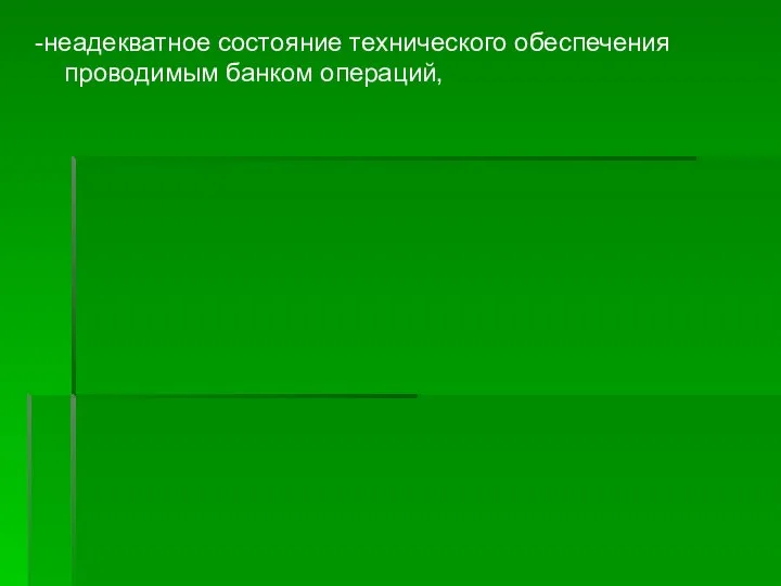 -неадекватное состояние технического обеспечения проводимым банком операций,